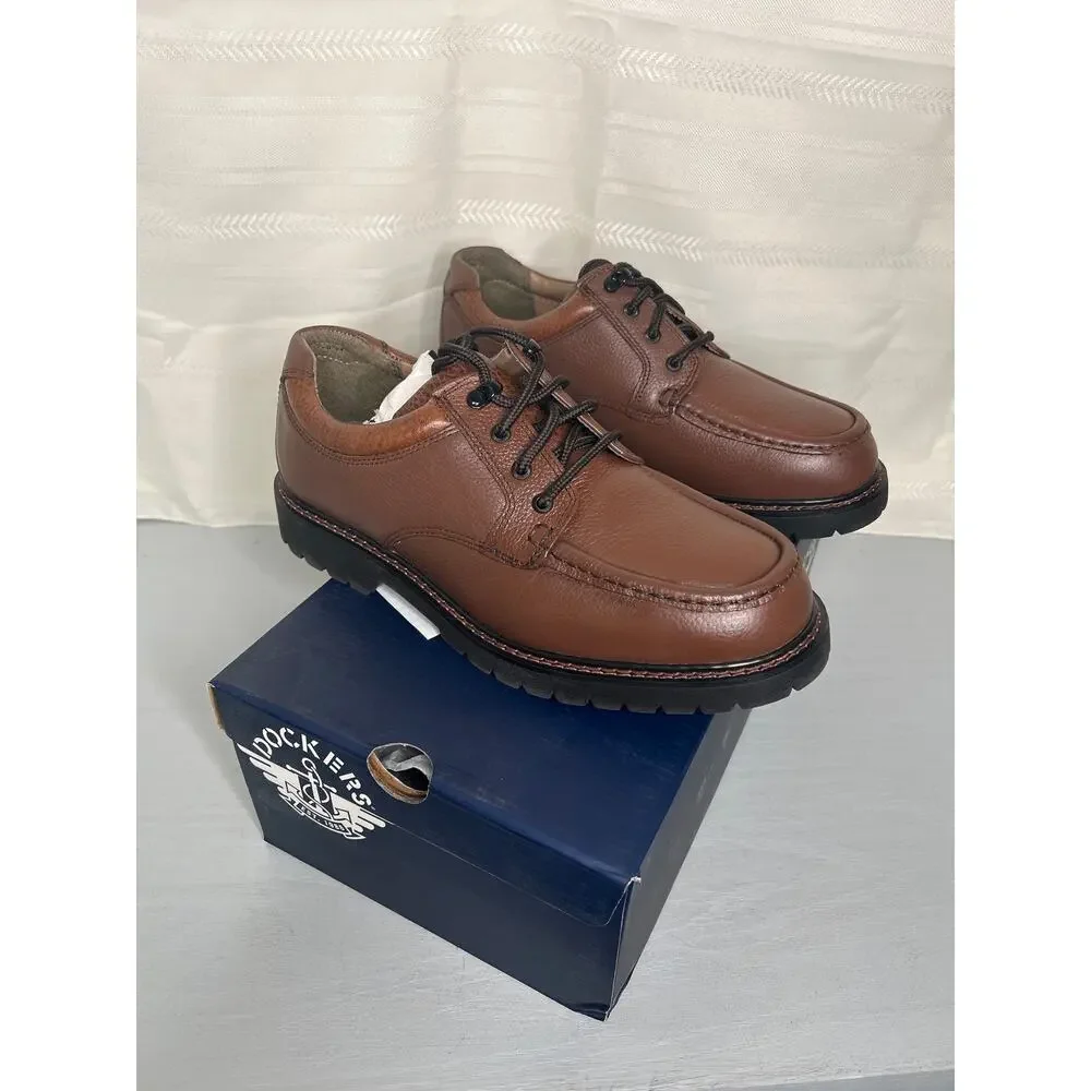 Dockers Glacier Men's Casual Leather Oxford Shoes Dark Tan Size 9.5 W Wide